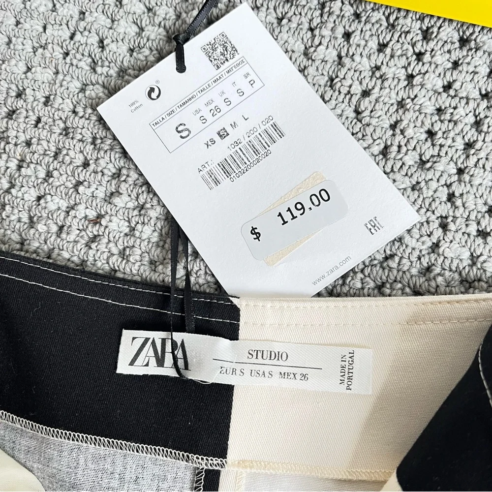 Zara Black and White Bold Dot Midi Skirt - Picture 8 of 9